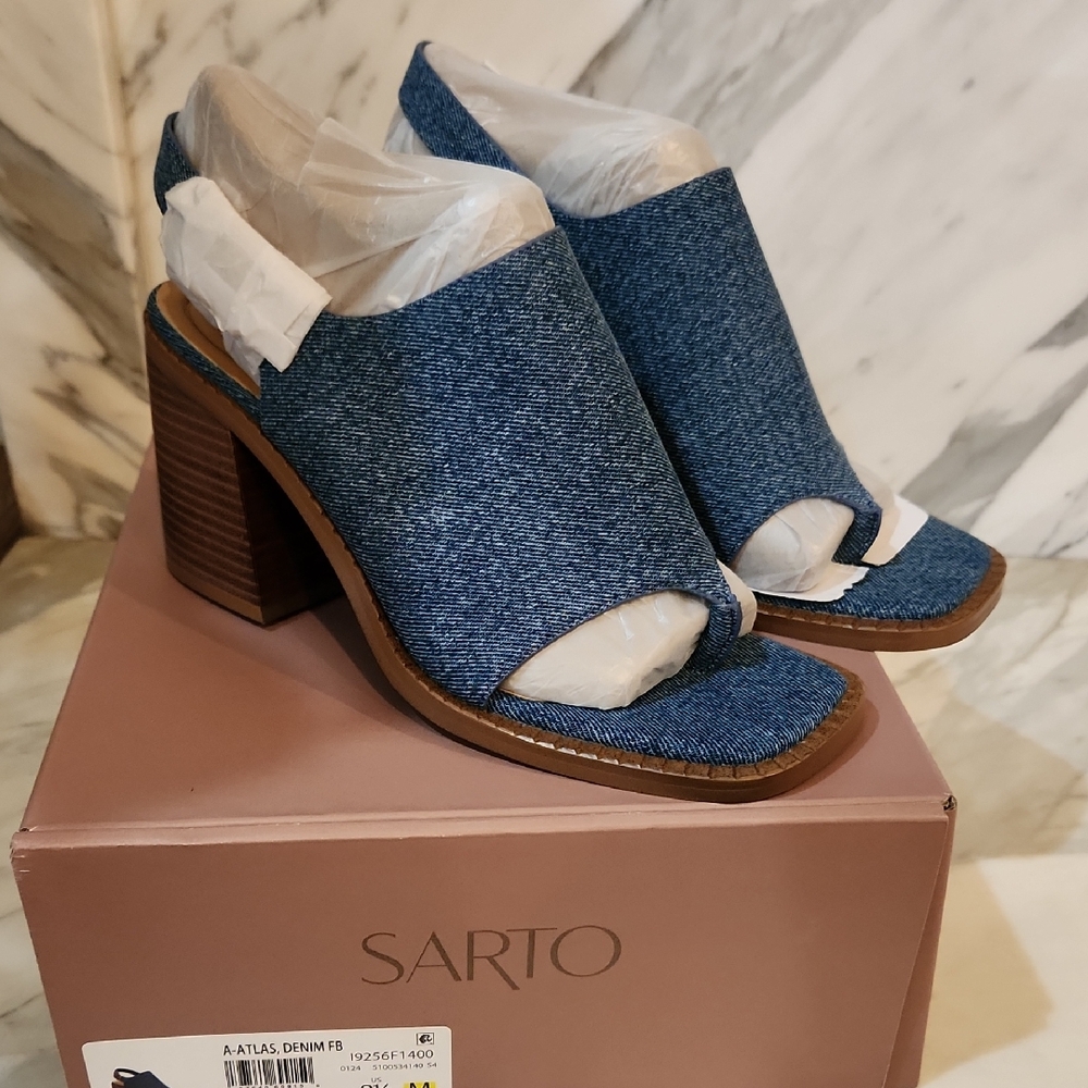SARTO By Franco Sarto Blue Open-Toe Mules